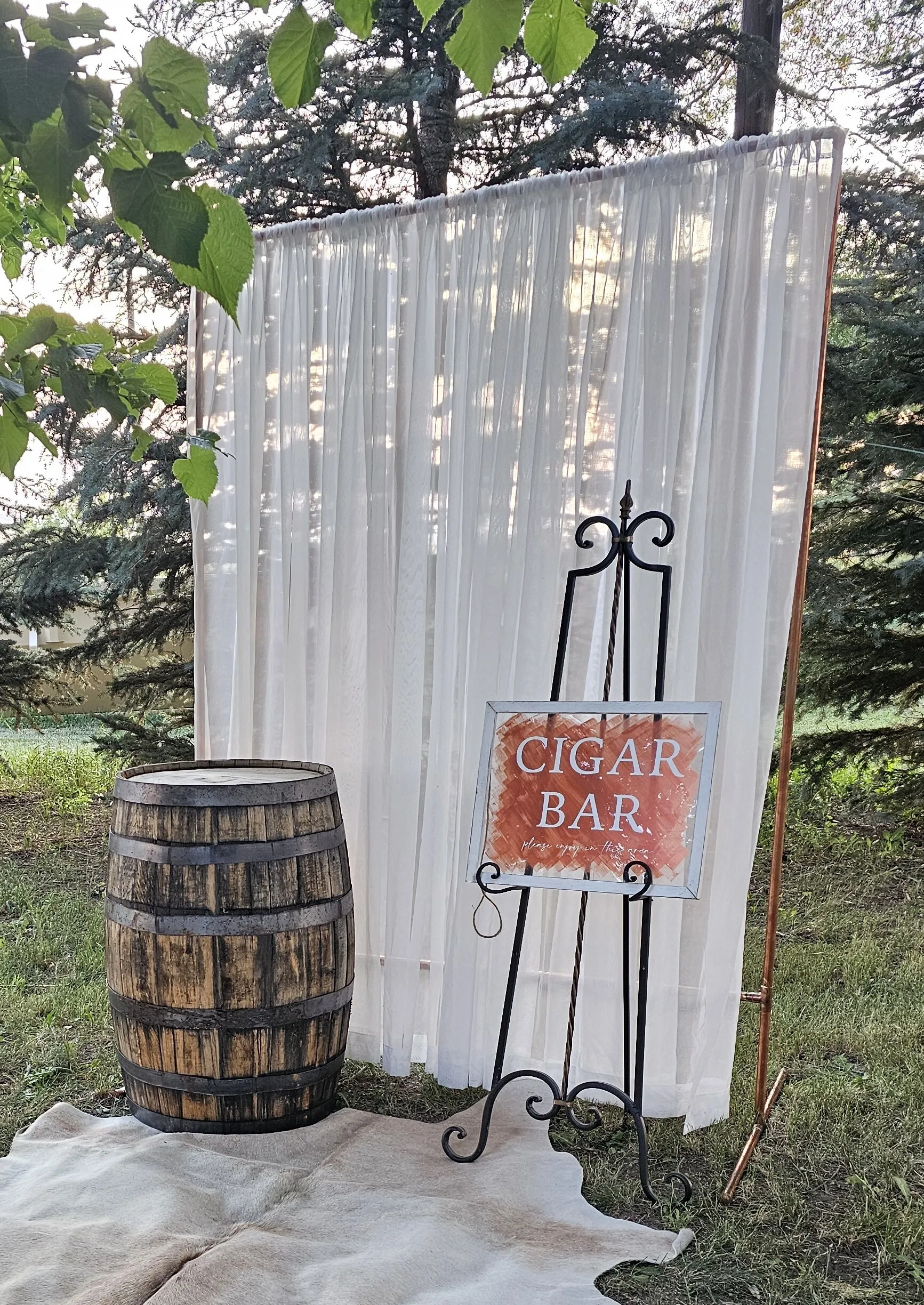 Copper Frame w/ White linen Backdrop