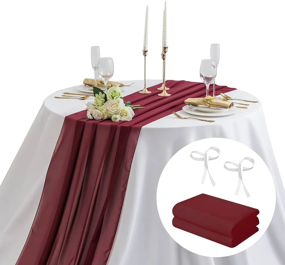 Burgandy Chiffon Table Runner