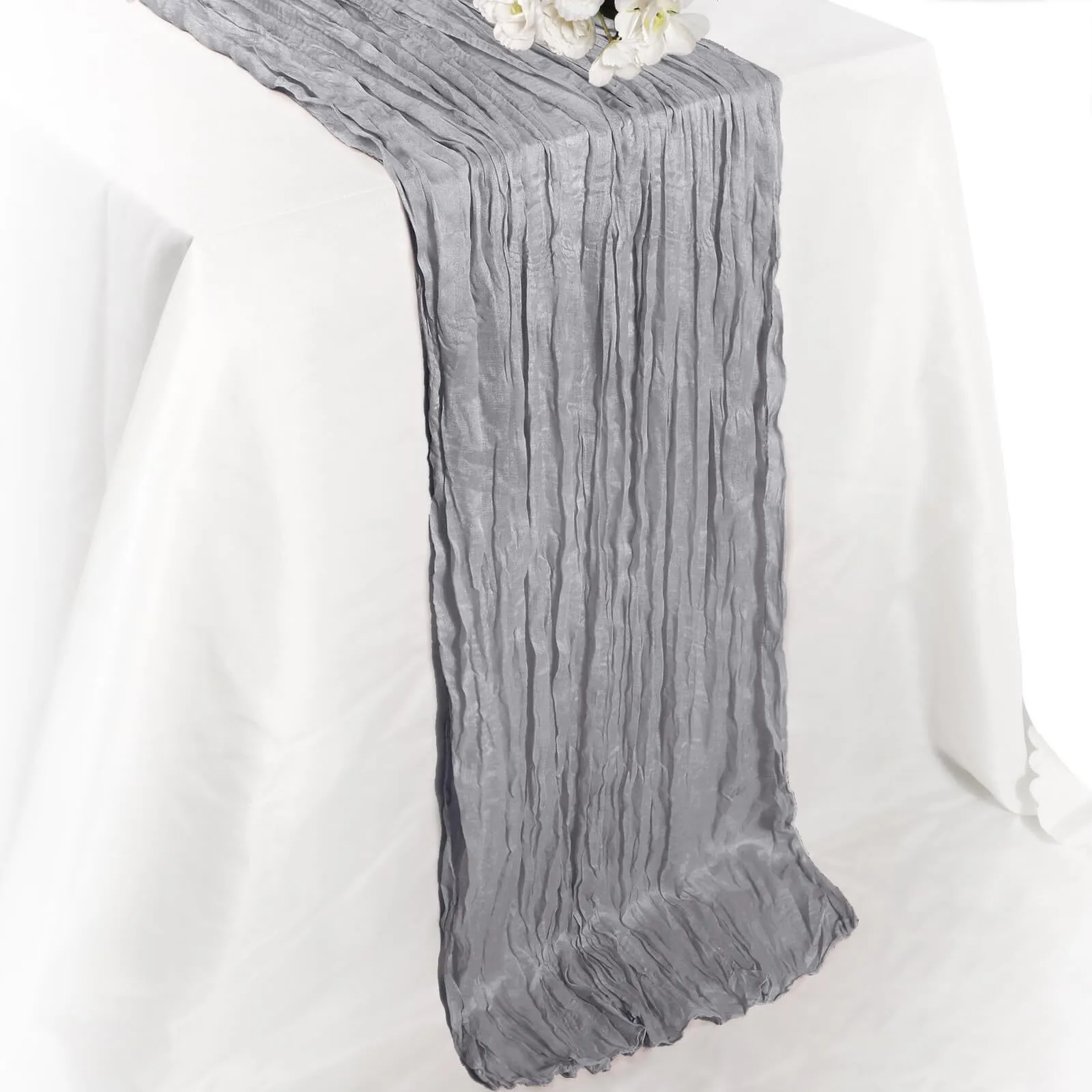 Grey Cheese Cloth Table Runner