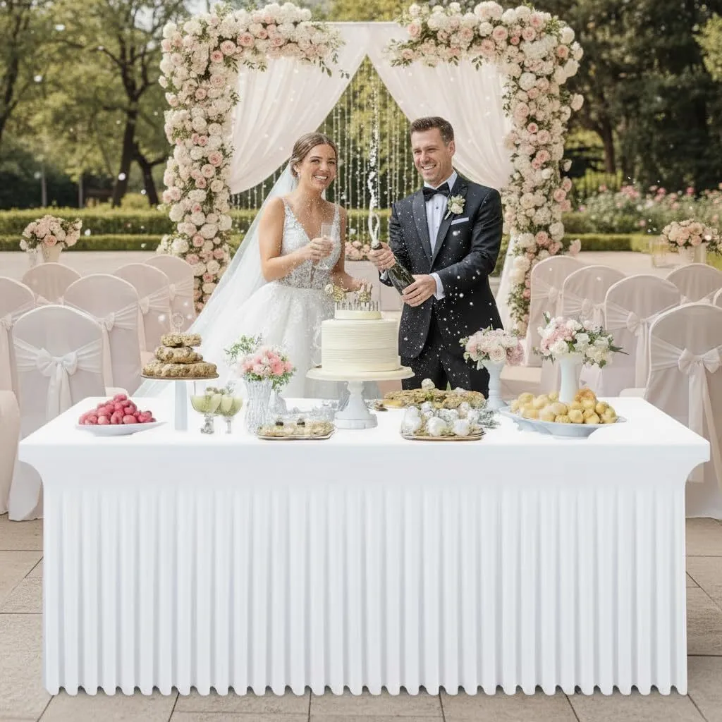 White Fitted Stretch Table Cloth ( 72x30x30)