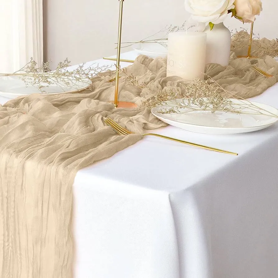 Champagne Cheese Cloth Table Runner