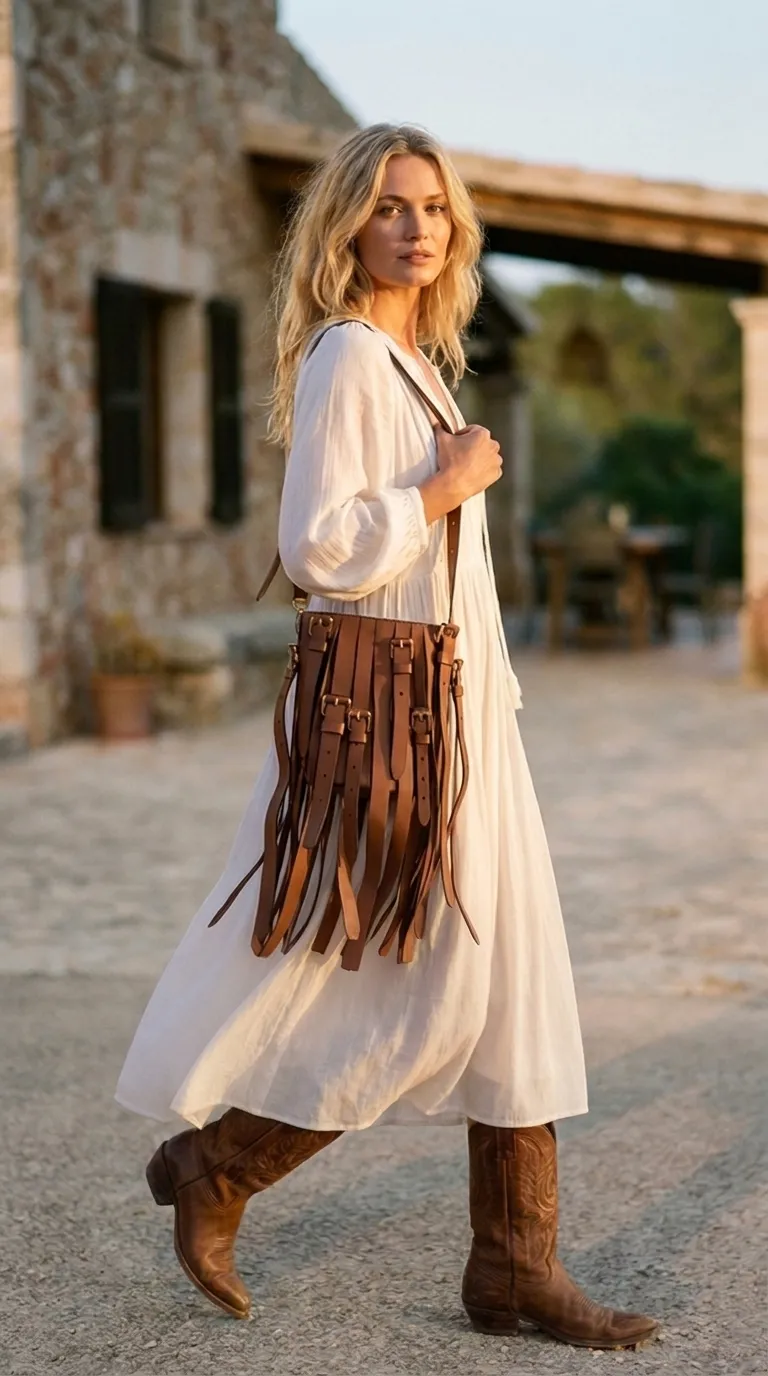 Moschino Brown Fringe Leather Bag