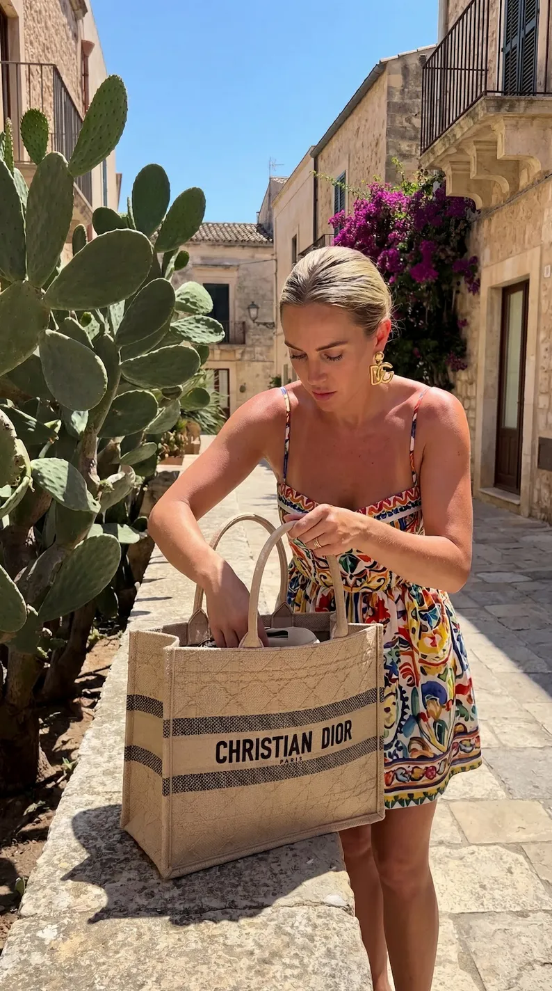 Christian Dior Beach Tote – Natural Raffia