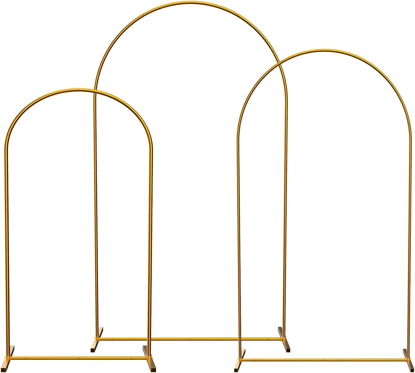  3-Piece Gold Metal Arch Backdrop Stand Set, 7.2ft / 6.6ft / 6ft  Arch