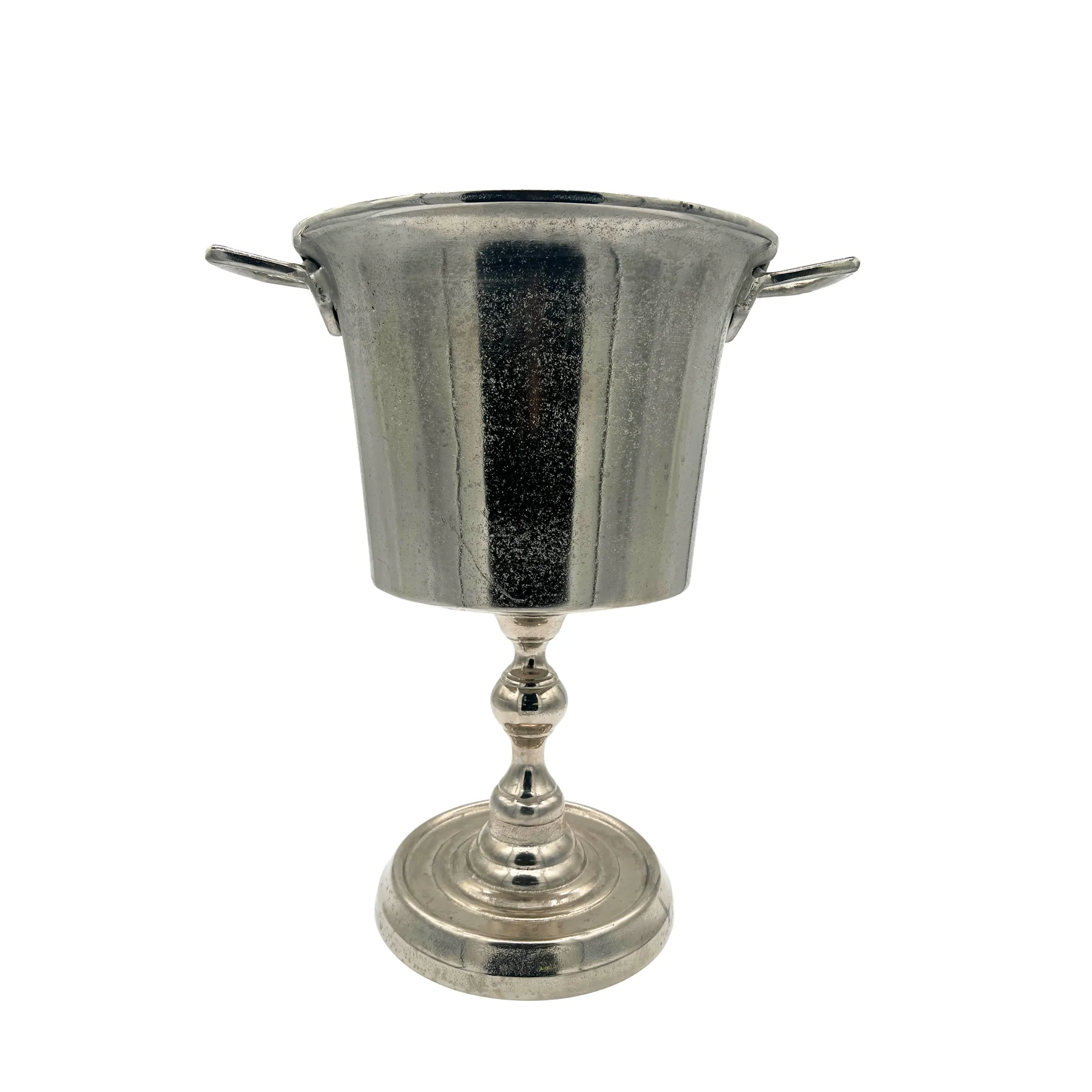 Silver pedestal-style champagne chiller or ice bucket