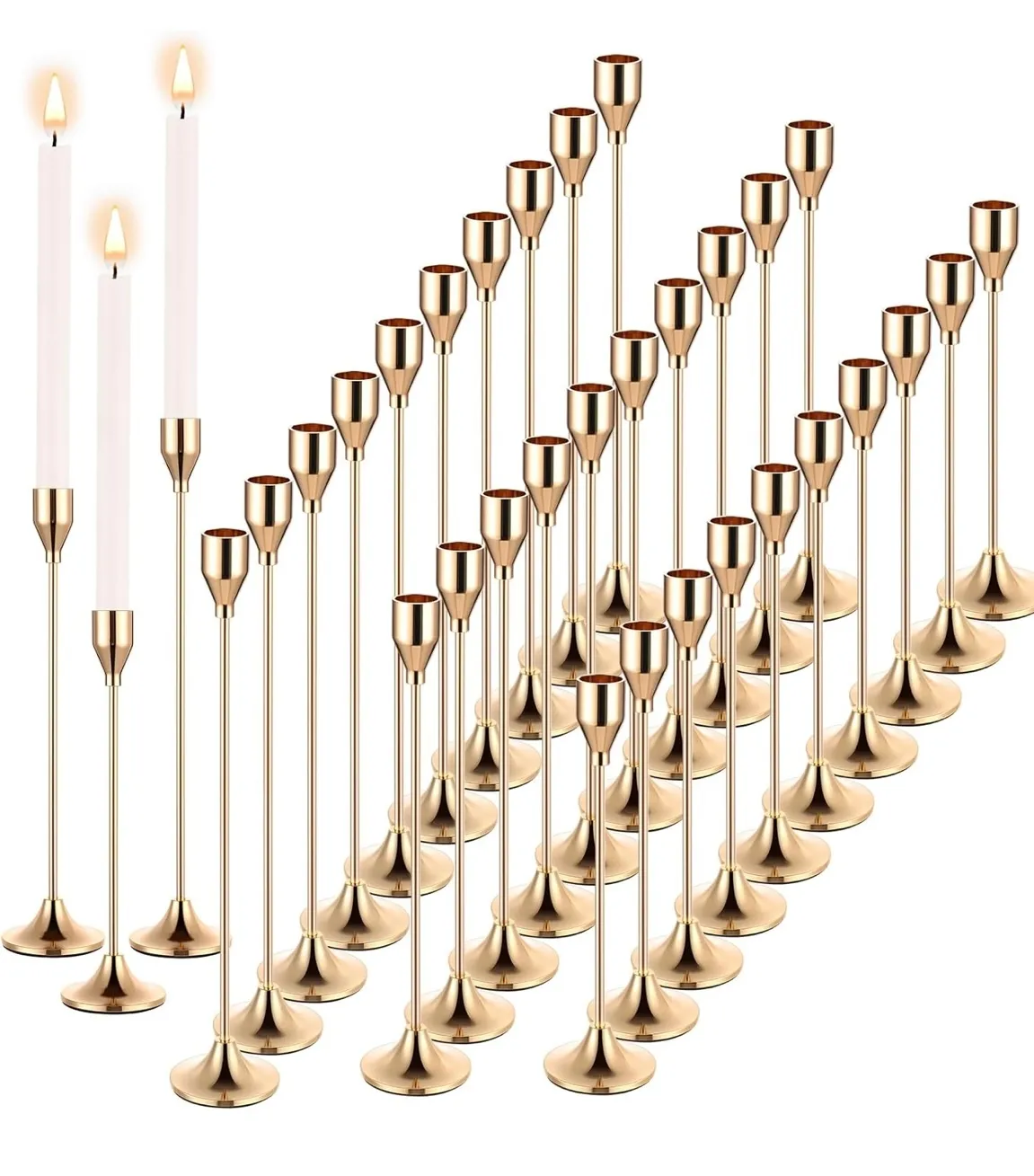 Gold Tapered Candle Holder