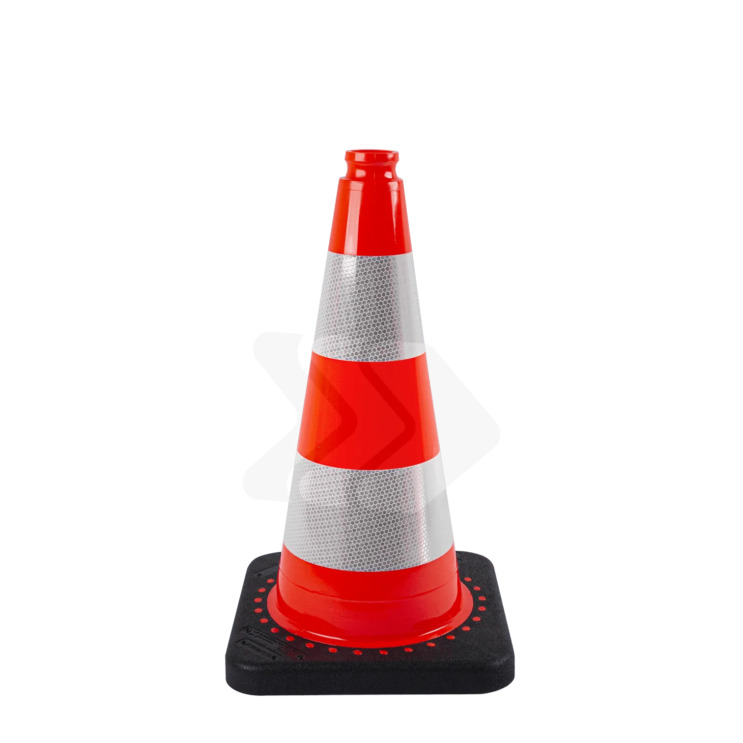 Verkeerskegel 50 cm met  reflectiebanden en zwarte voet