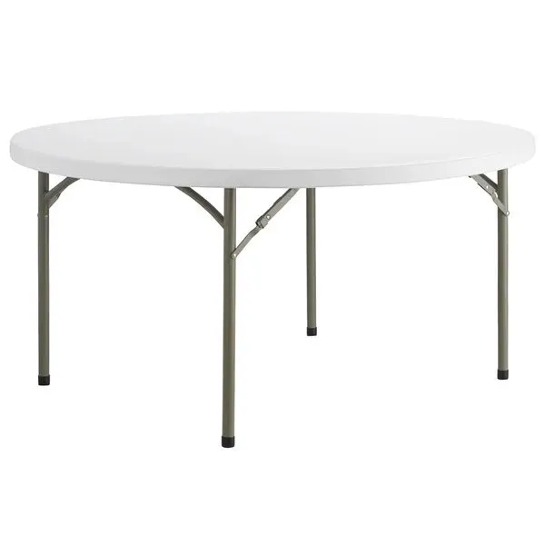 Table 60" Round  White Plastic Folding /sitting 8