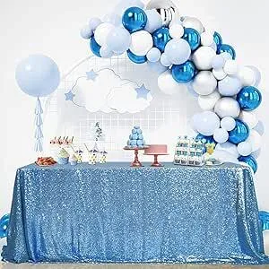  Light Blue Sparkly Sequin Tablecloth