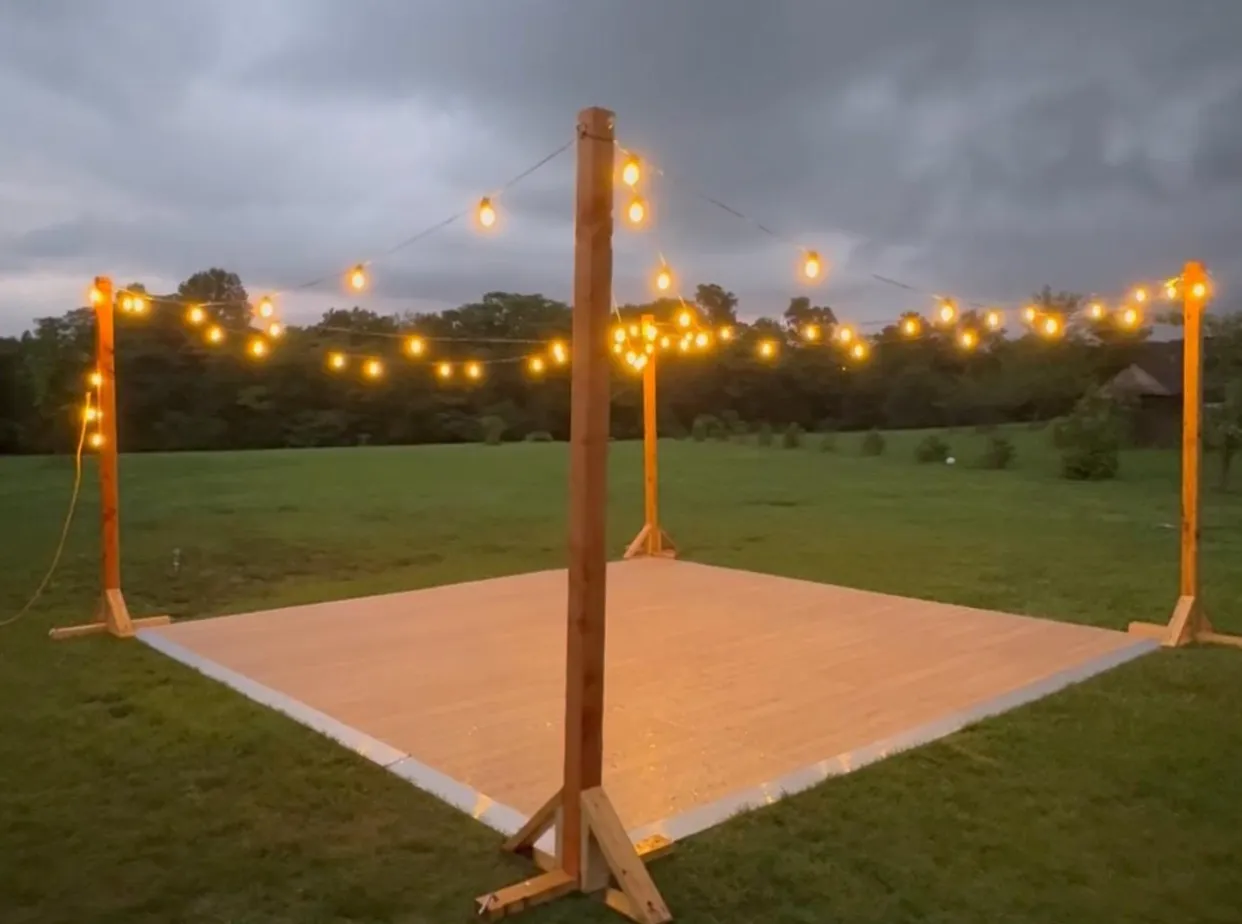 12'x12' Dance Floor with Poles and Light Decor