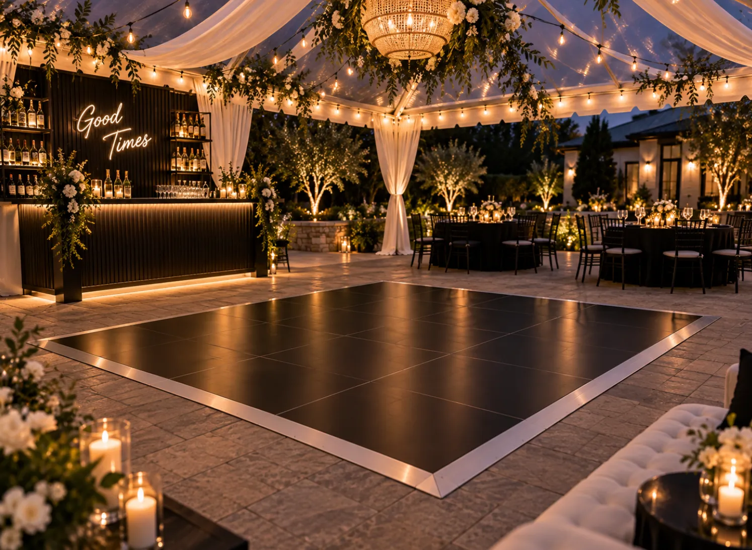 12'x12' Modern Black Dance Floor (Up to 35 Dancers)