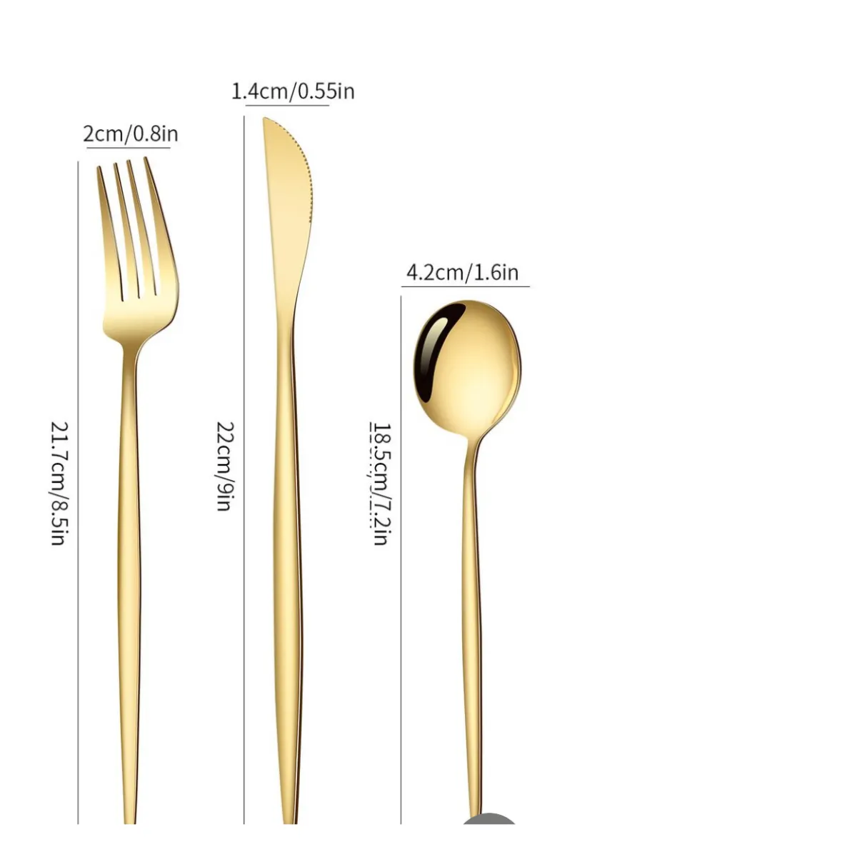 Gold Flatware Sets 3. ( Dinner Fork, knife, Dessert Spoon  )