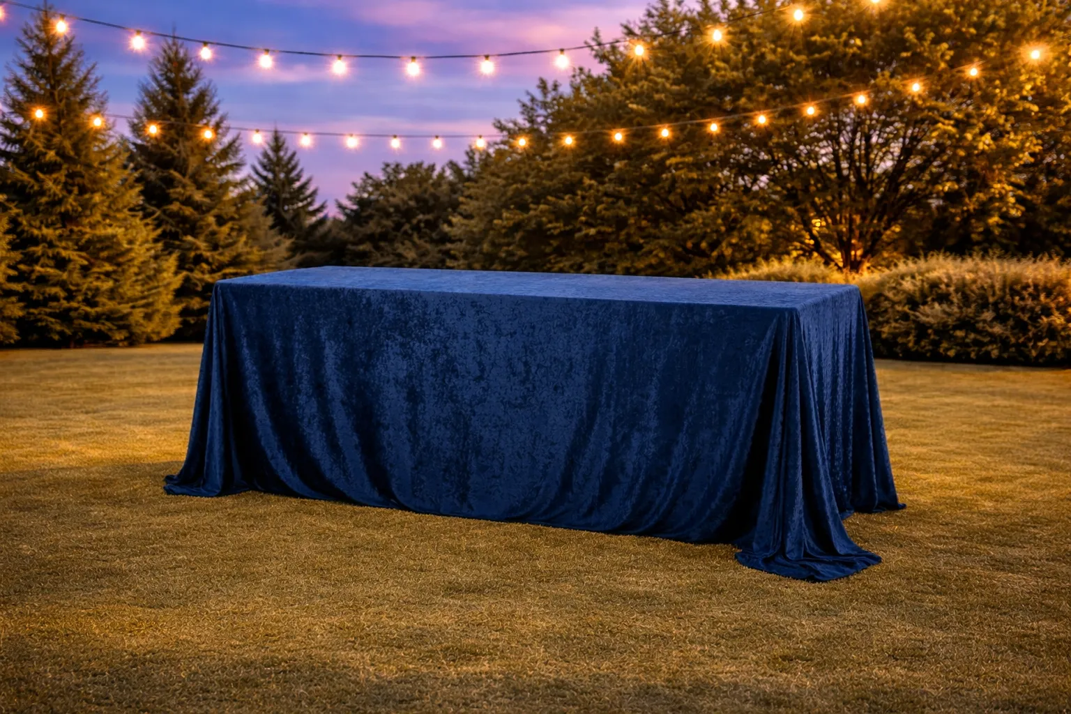  Crushed Velvet Tablecloth Navy Blue ( 90 x 156 Inch Rectangular)