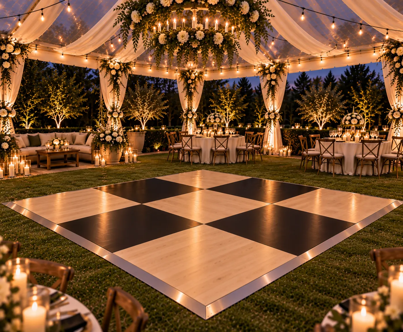 12'x12' Classic Wood & Black Dance Floor (Up to 35 Dancers)