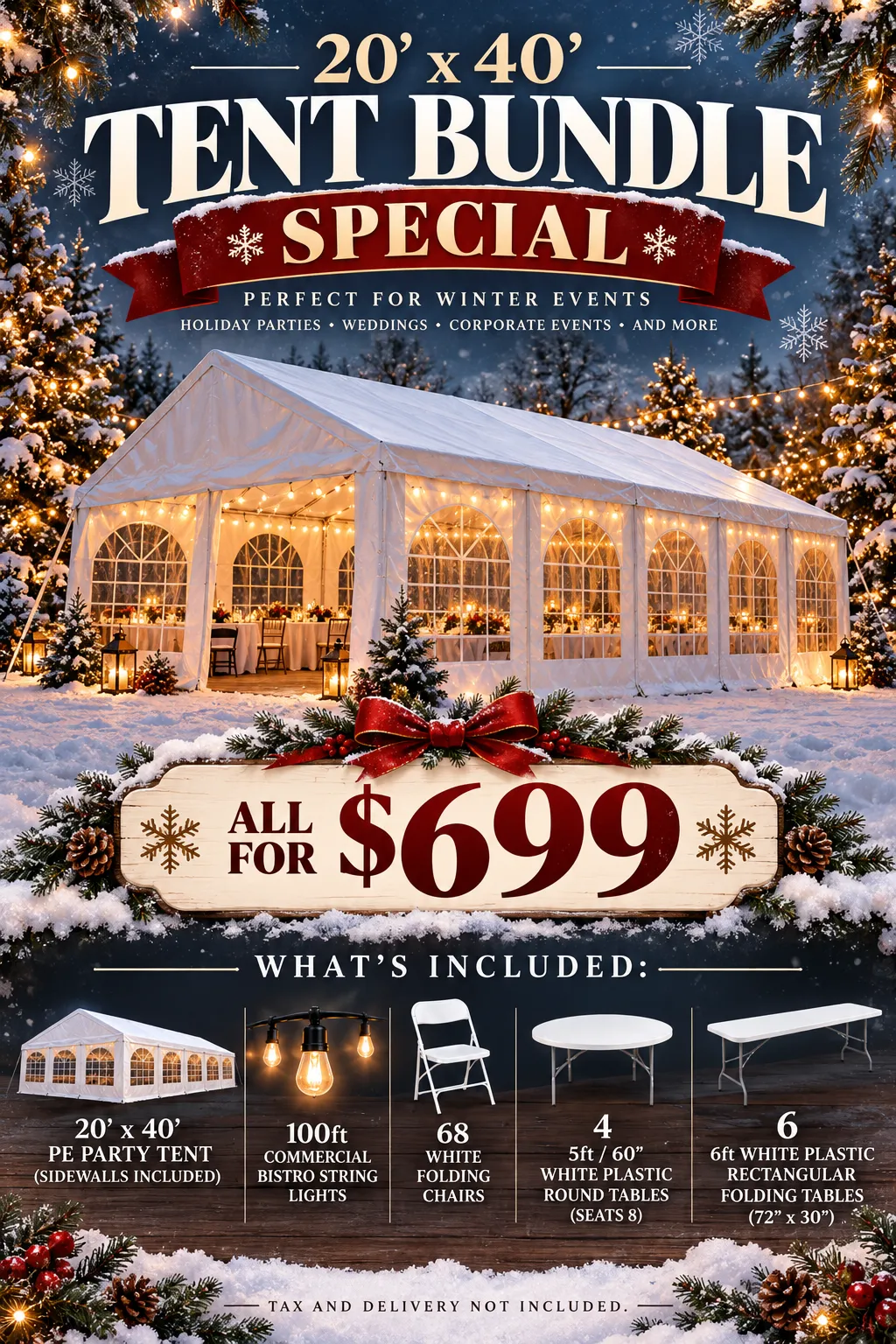 20'x40' Budget Bundle (Seats 68)