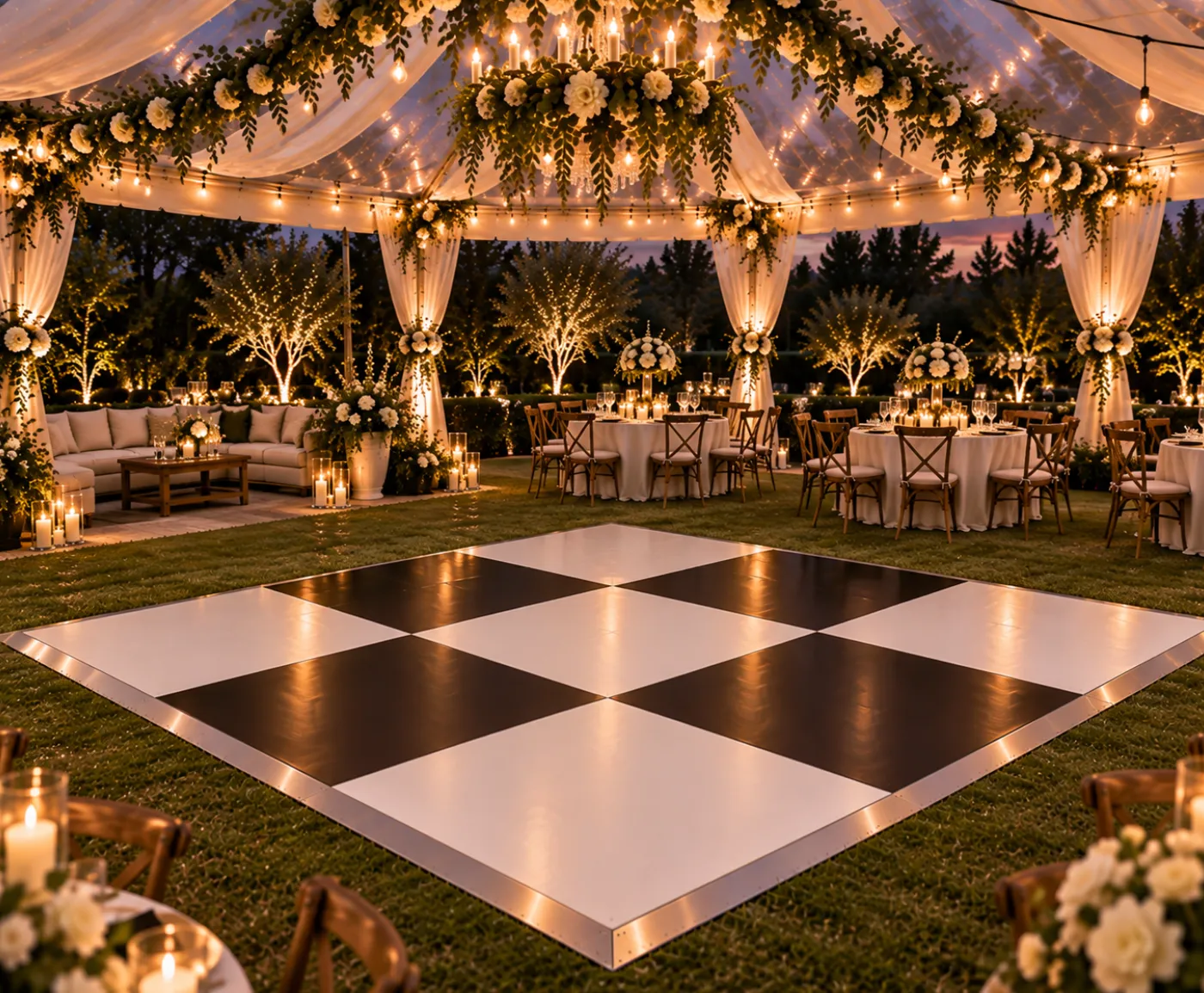 12'x12' Black & White Checkered Dance Floor (Up to 35 Dancers)