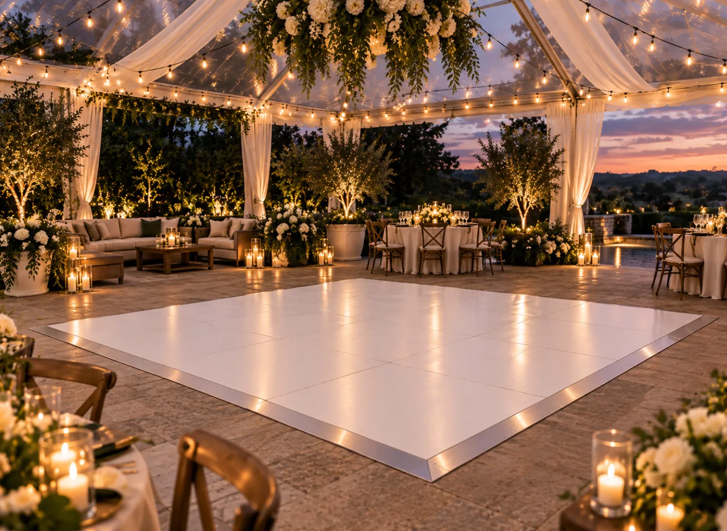 12'x12' Modern White Dance Floor (Up to 35 Dancers)