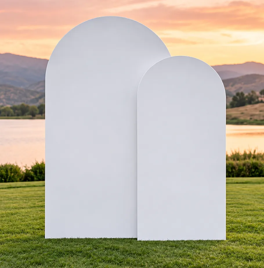Arch Backdrop Stand with Cover Set 2-Pack - 7.2FT 6FT Gold Metal