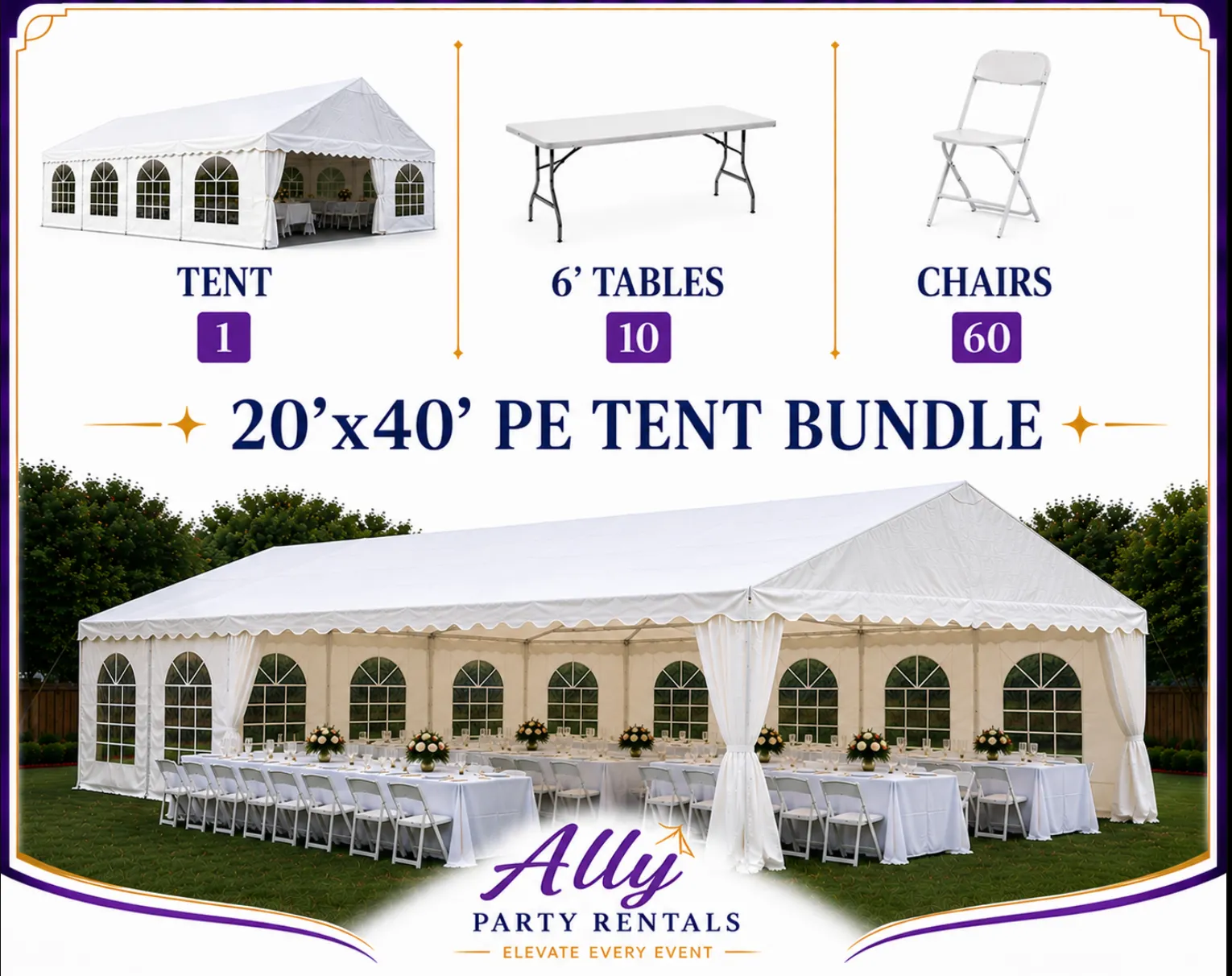 20'x40' PE Tent Bundle