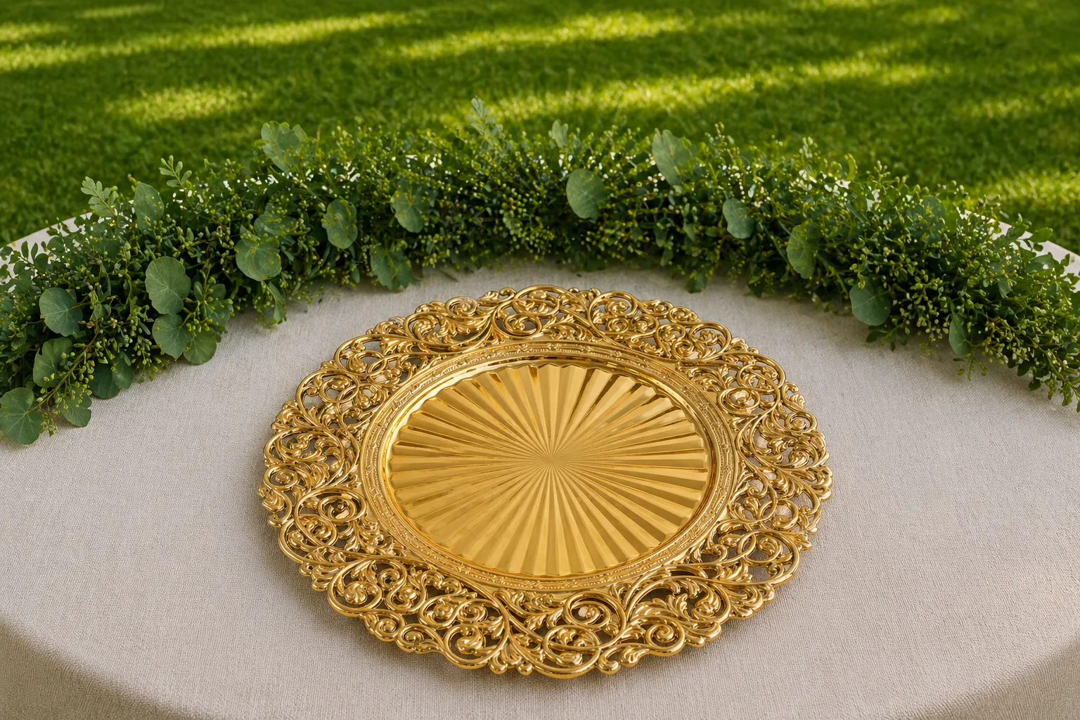Charger Plate - Gold  Vintage Floral