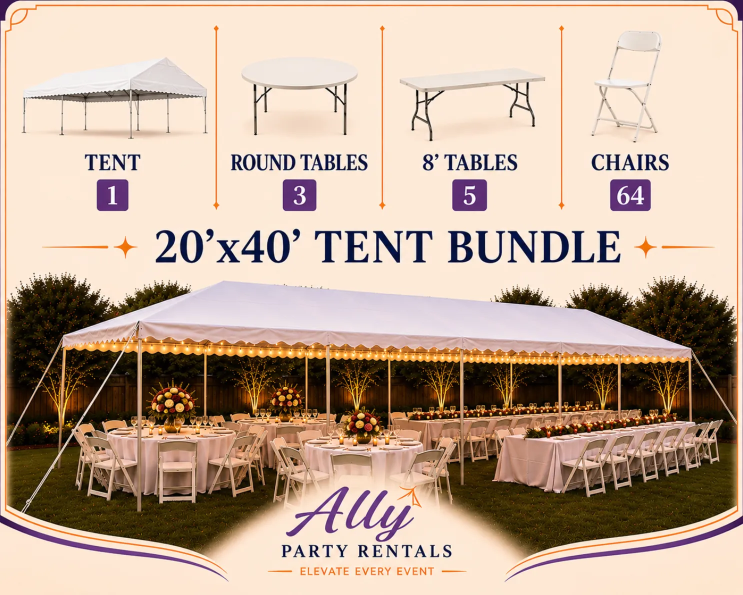 20'x40' Premium Tent Bundle