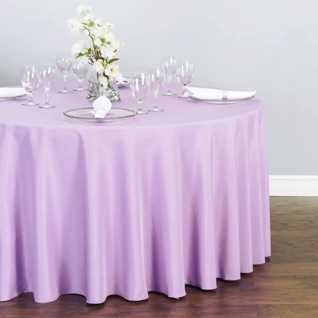 light purple round tablecloth 120"