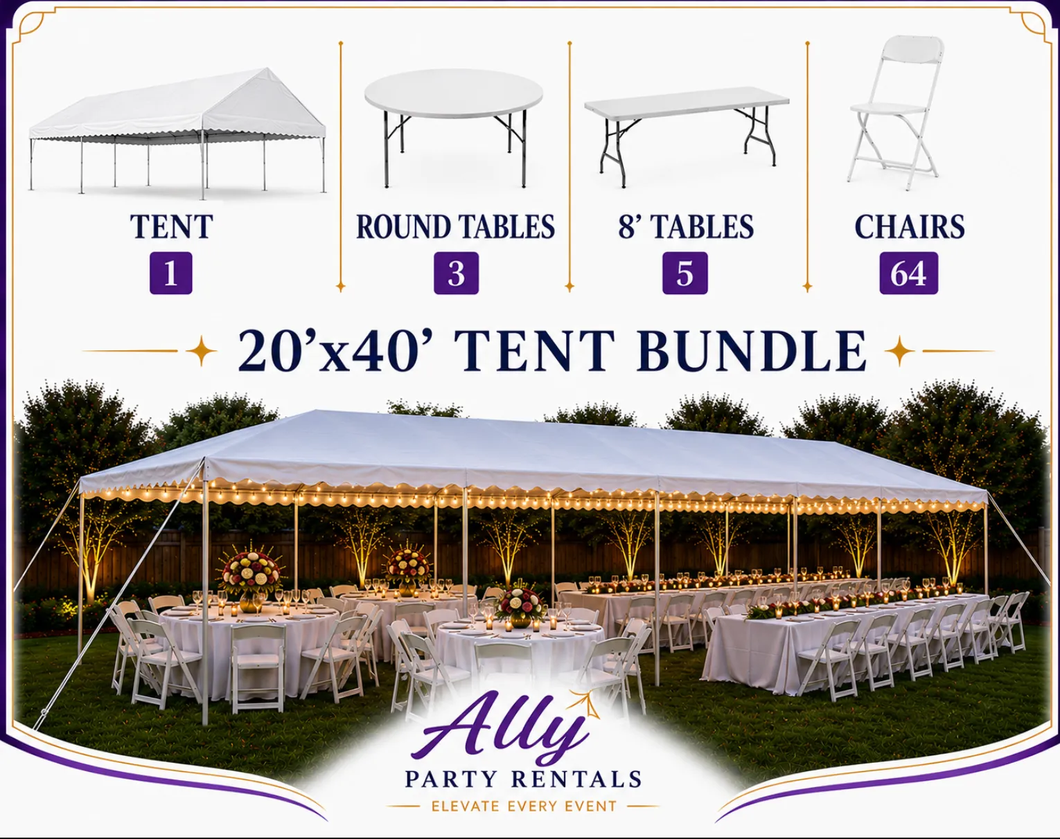 20'x40' Premium Tent Bundle