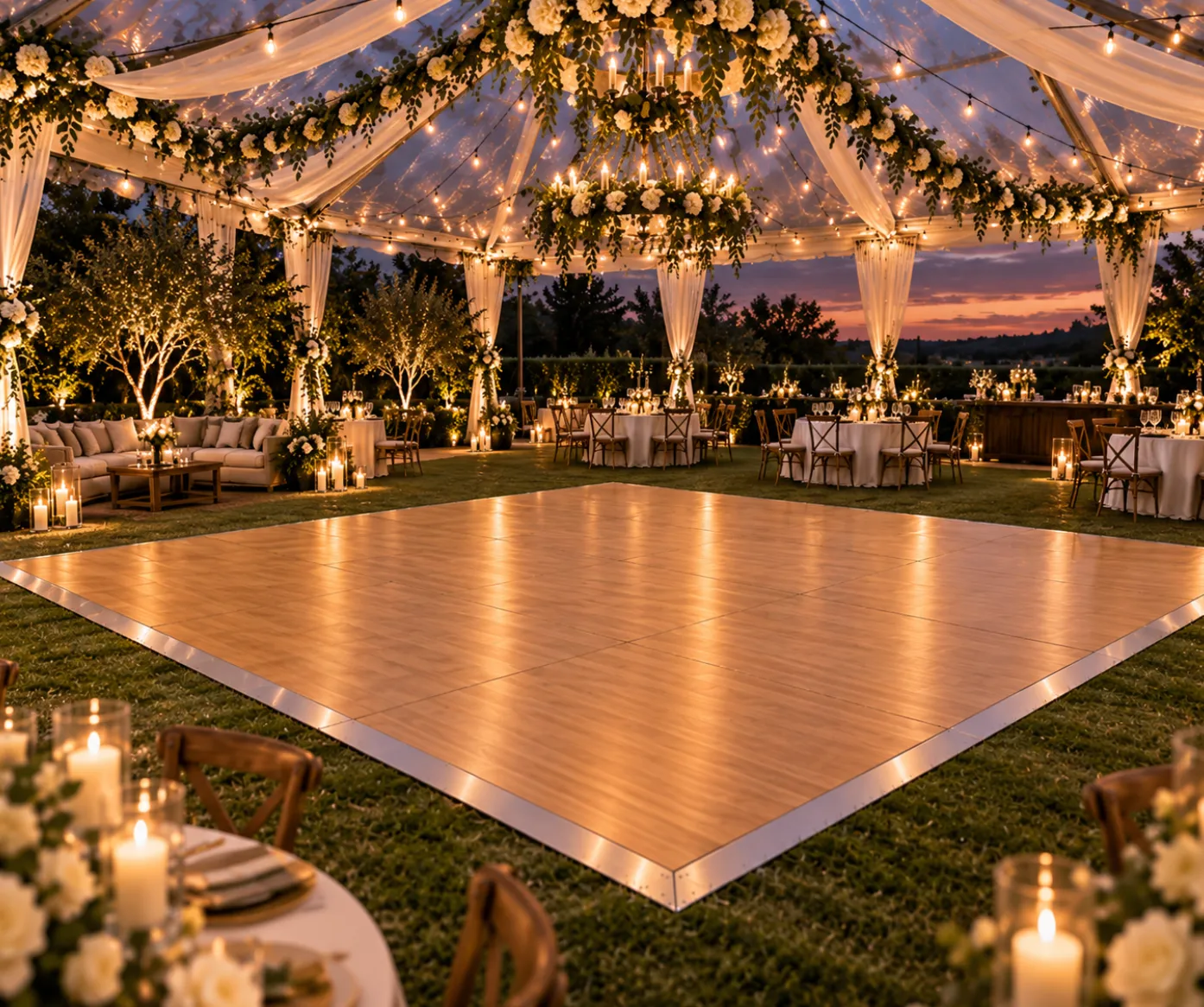 20'x20' Classic Wood Grain Dance Floor (Up to 100 Dancers)