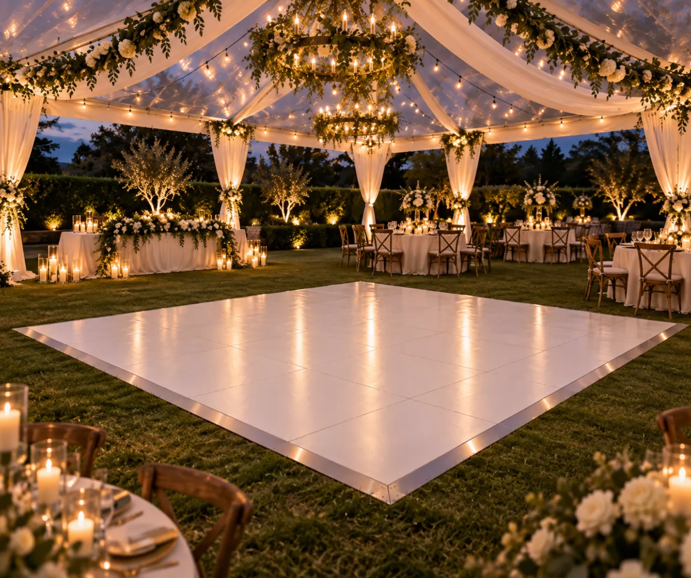 16'x16' Modern White Dance Floor (Up to 60 Dancers)