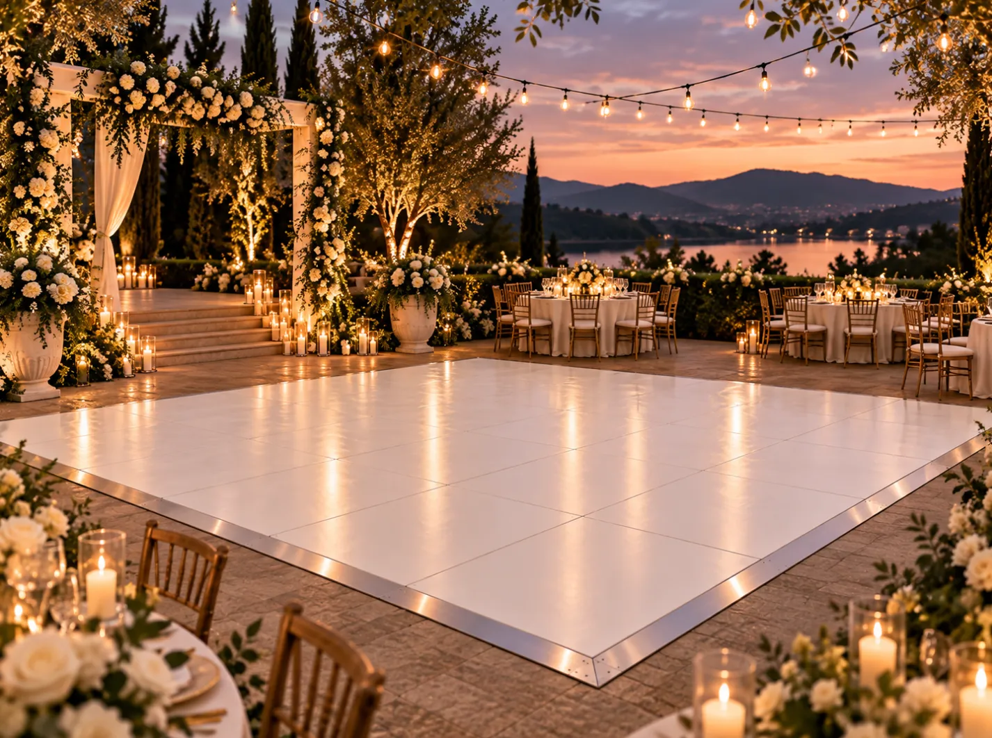 20'x20' Modern White Dance Floor (Up to 100 Dancers) 