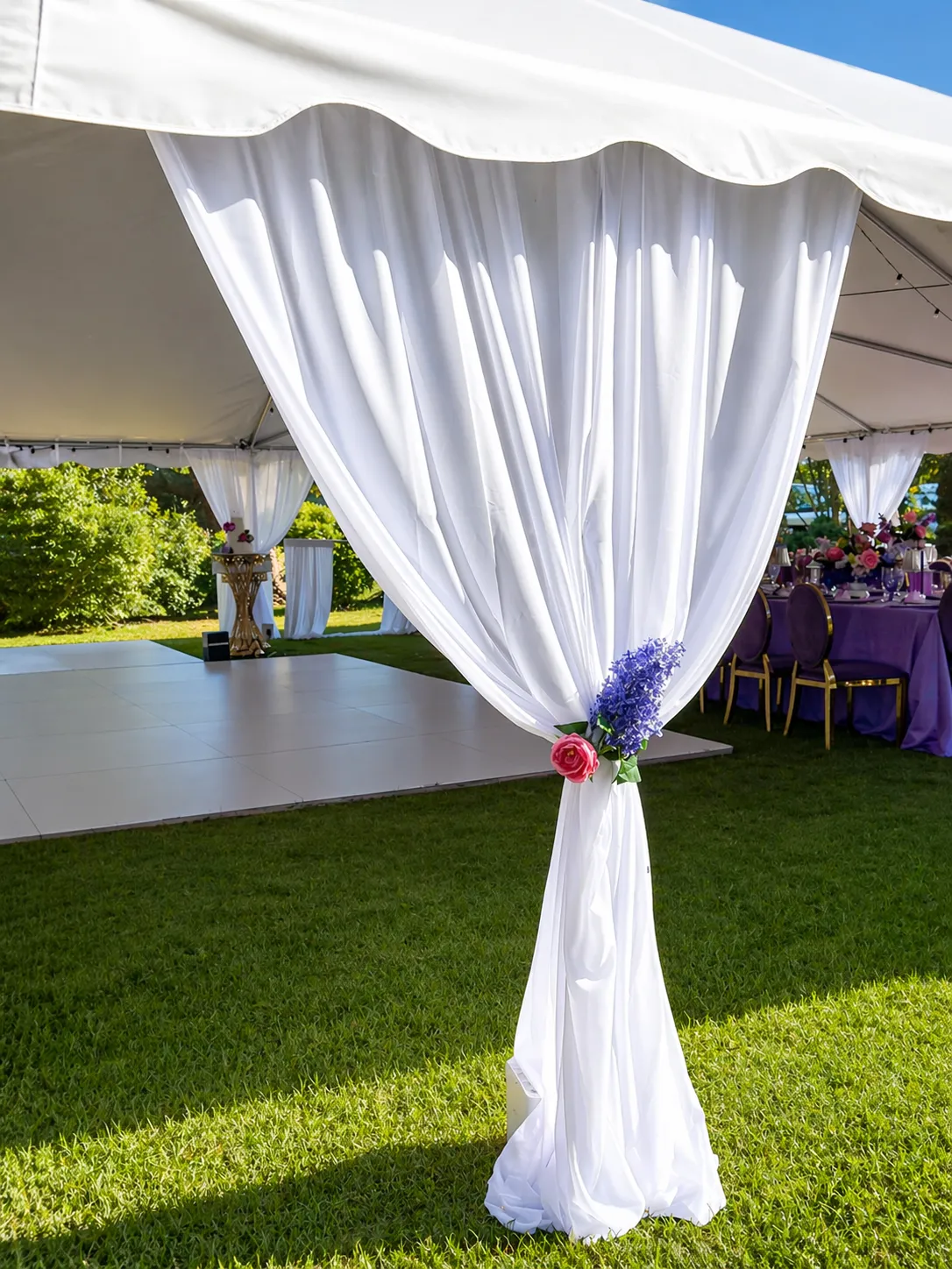 Tent Leg Draping   (flower not included)