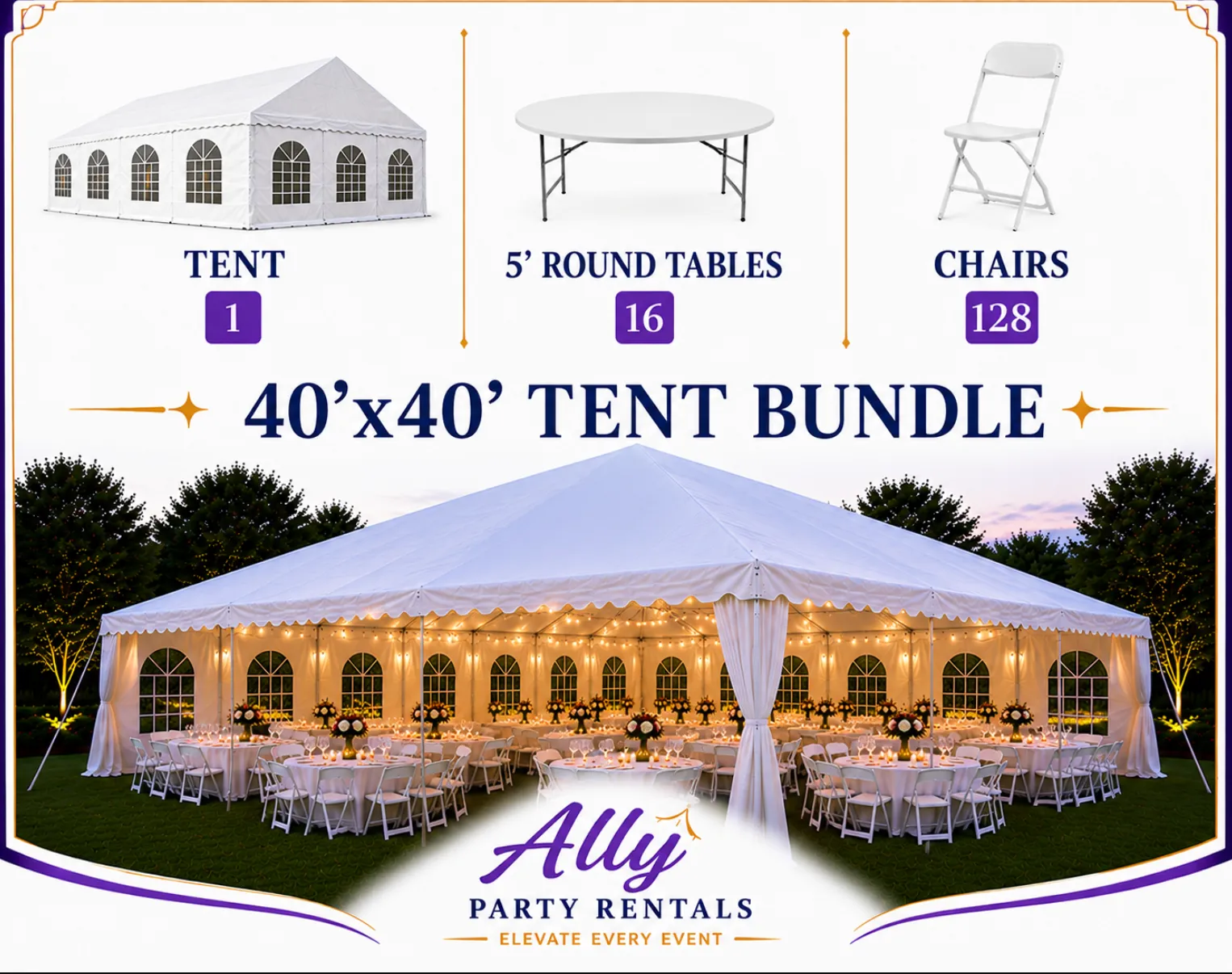 40'X40' Tent Bundle (round tables)