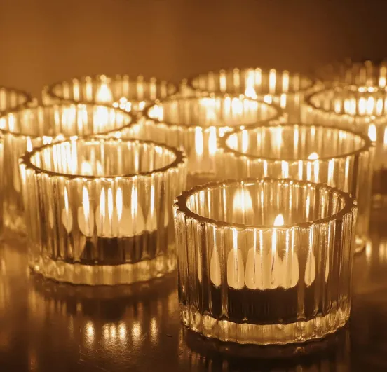 Clear Ribbed Tealight Votive
