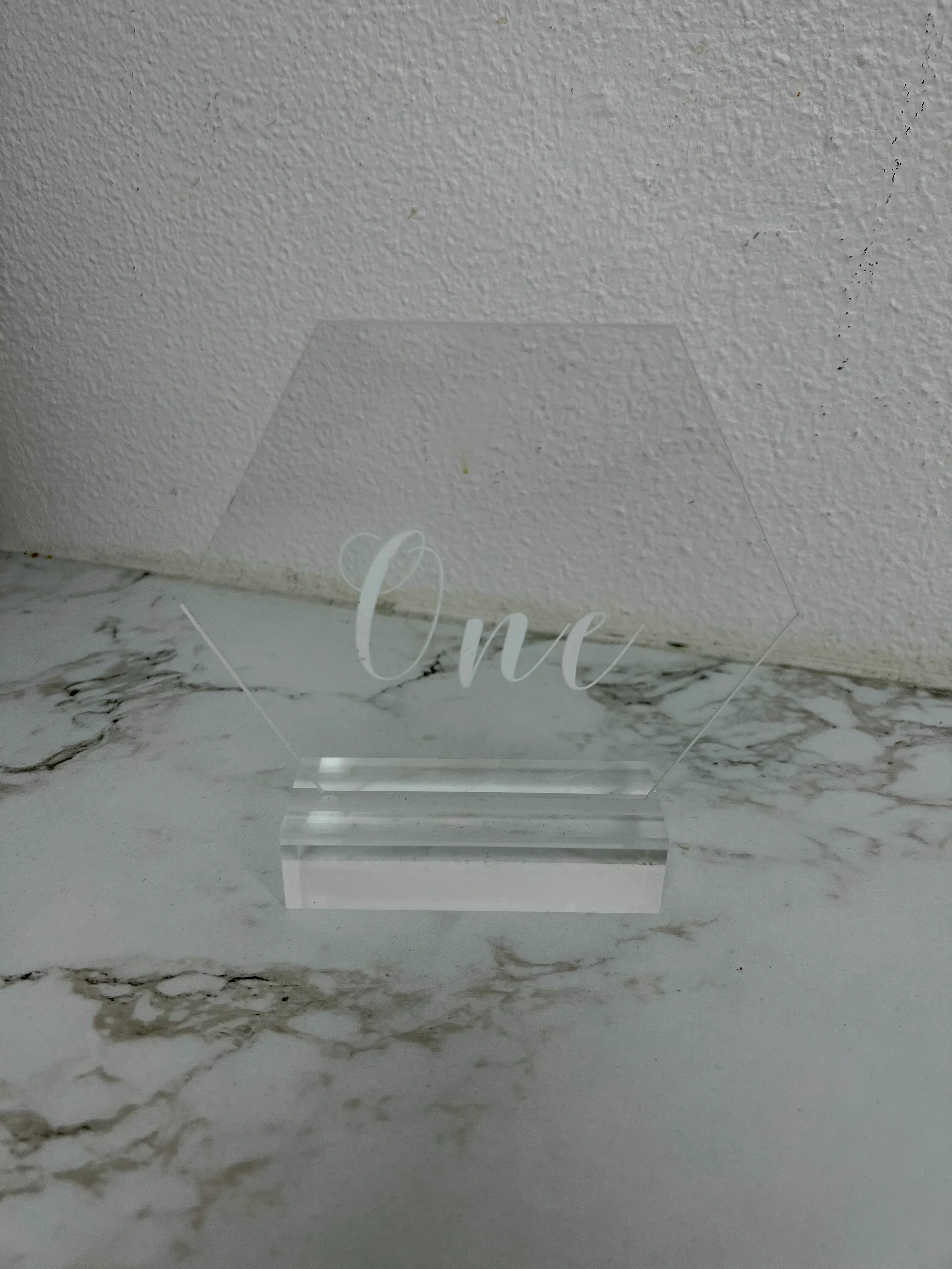 Clear Hexagon Table Numbers