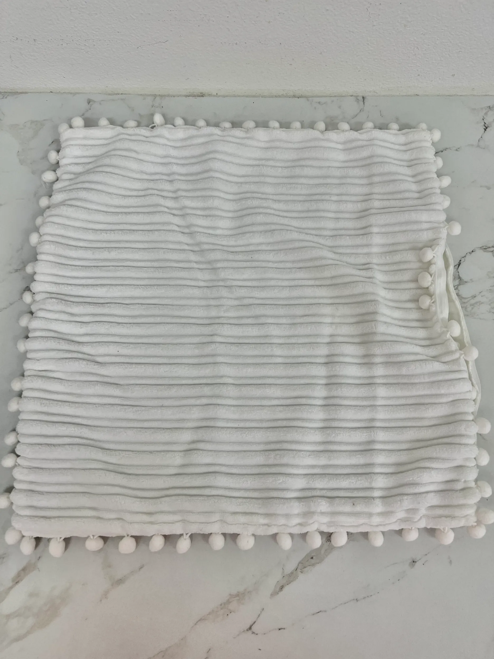 White Ribbed with Ball Tassels
