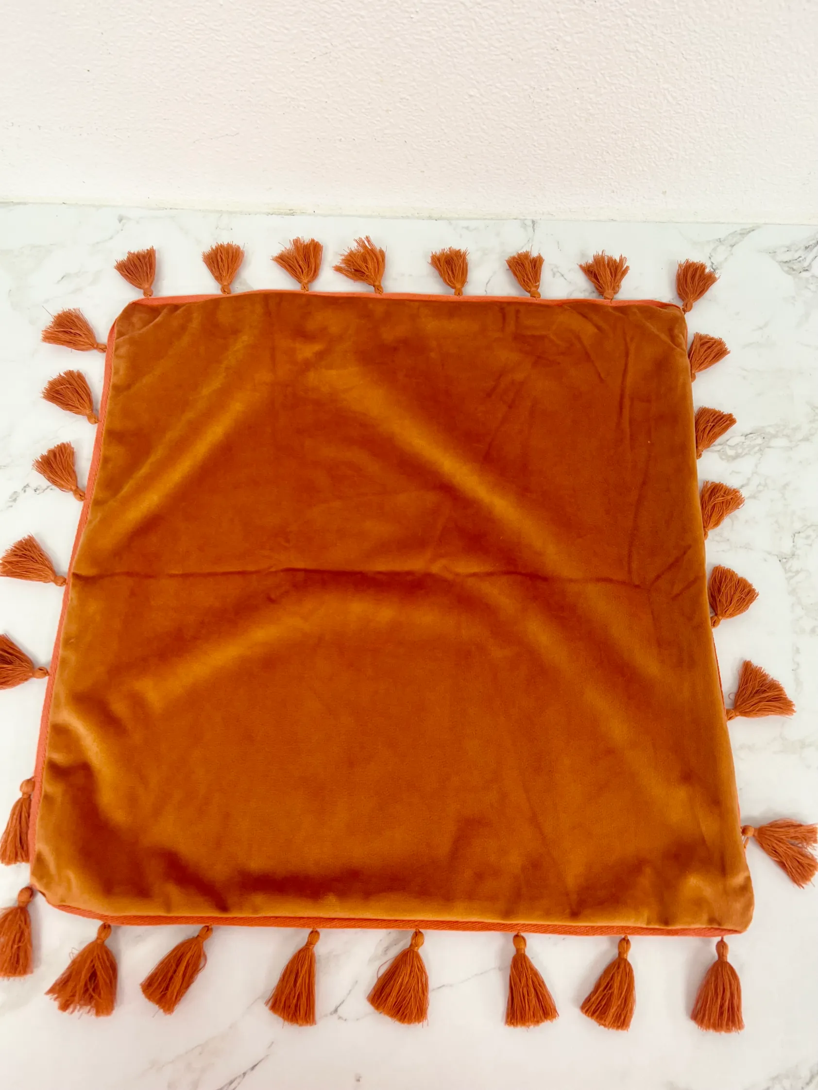 Rust Orange Velvet with Tassels