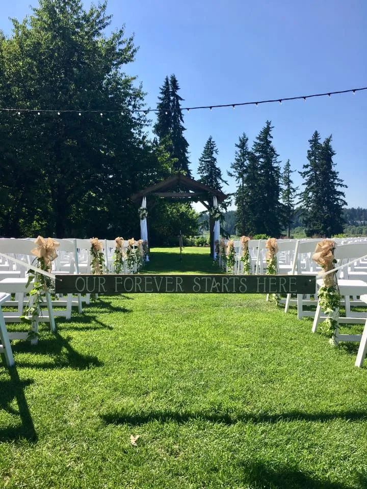 "OUR FOREVER STARTS HERE" Ceremony Aisle Sign