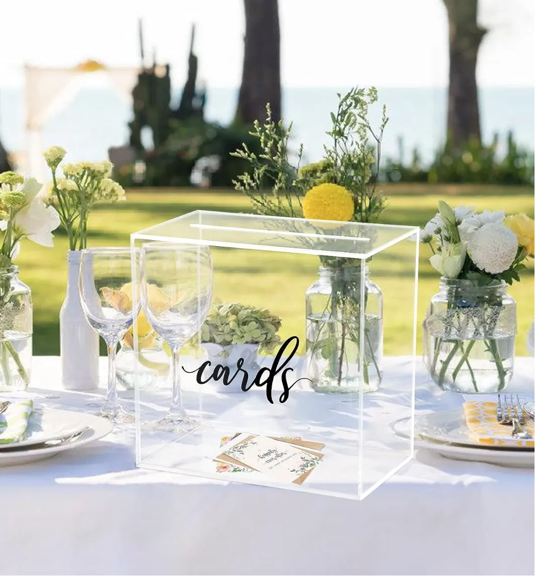 Acrylic Card Box with Black Text