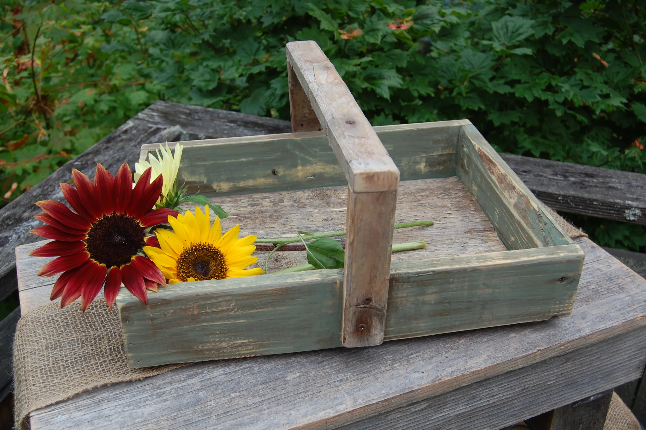 Rustic Green Wooden Box
