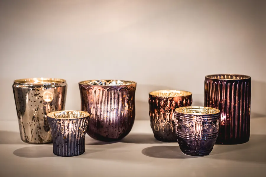 Pottery Barn Mercury Candle Holders - Purple