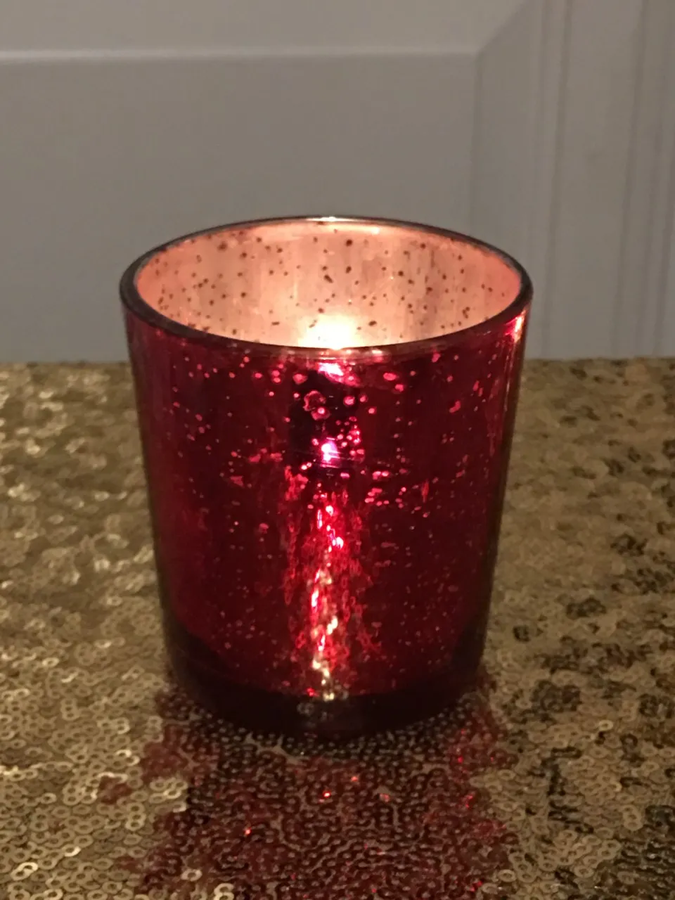 Red Mercury Glass Tea Light Holder