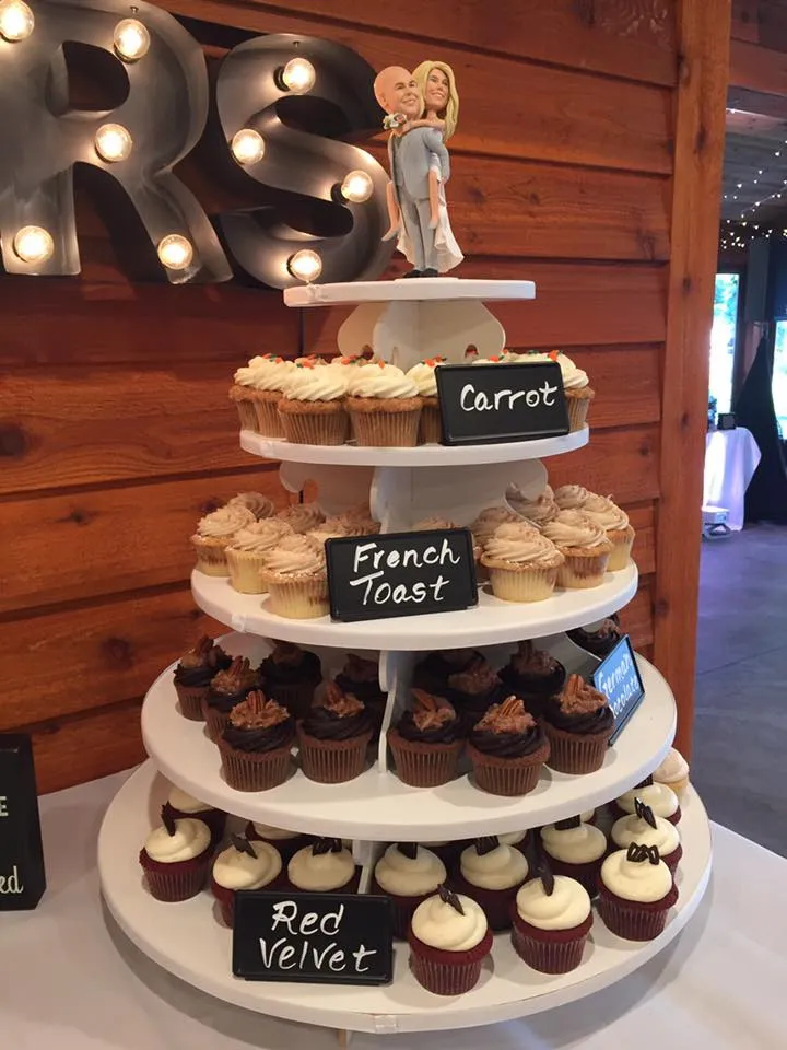 White Cupcake Tower Ribbon Colors