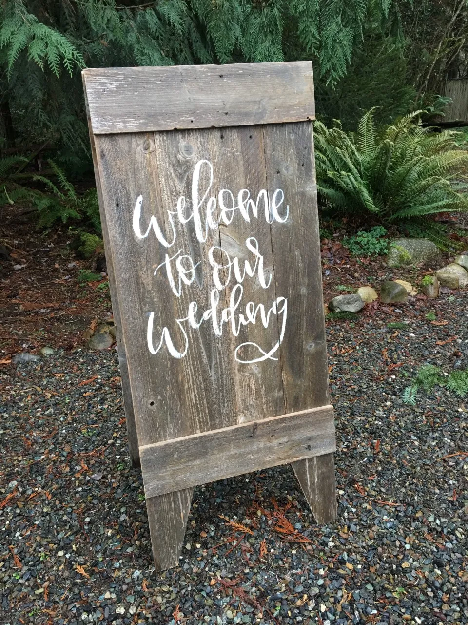 "Welcome to Our Wedding" Rustic A-frame Sign
