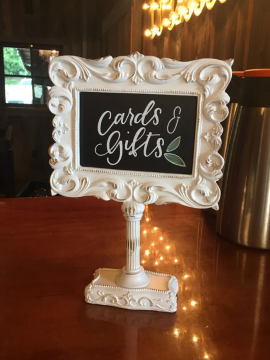 White Standing "Cards & Gifts" Sign