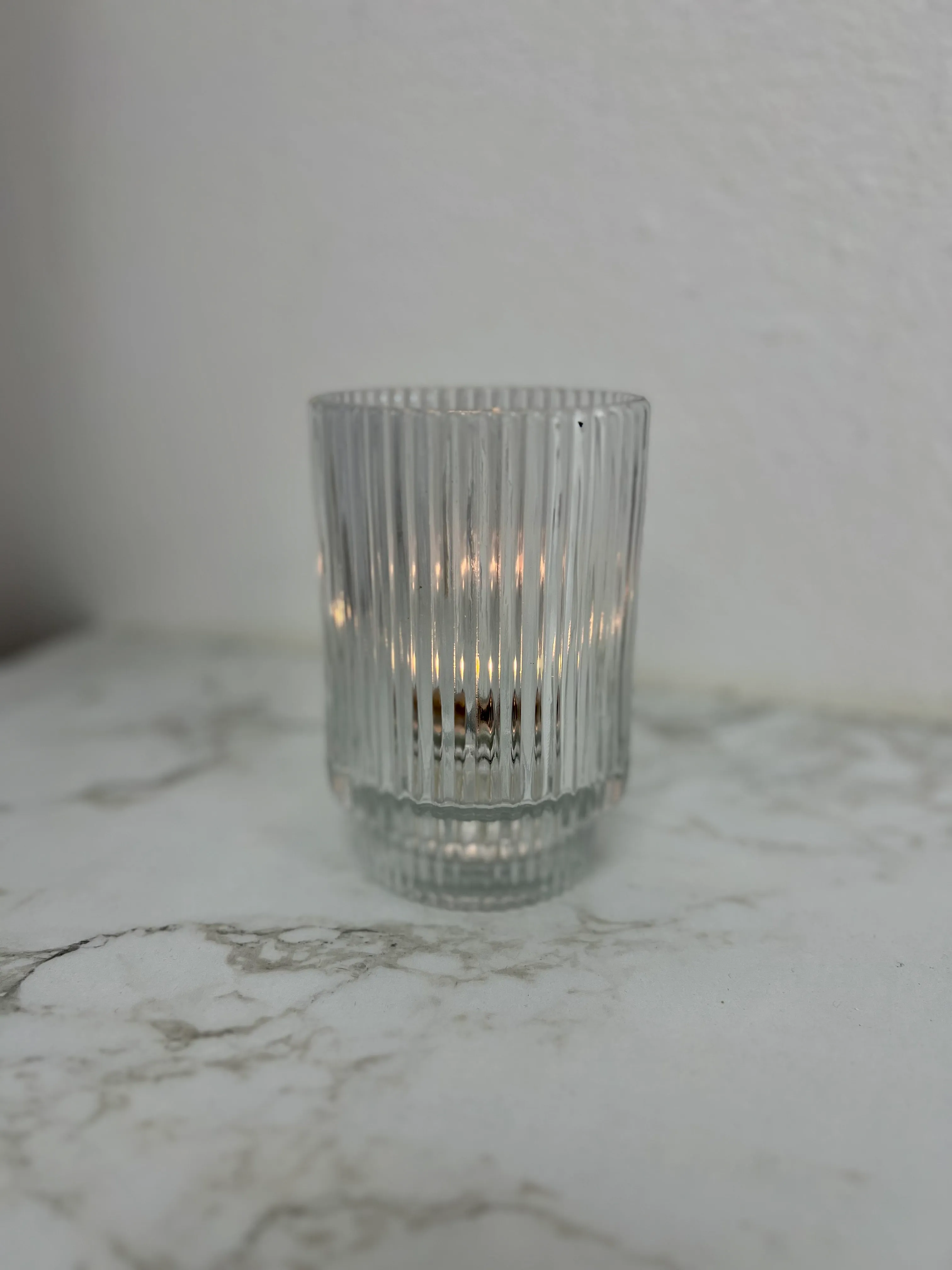 Large Clear Ribbed Votive