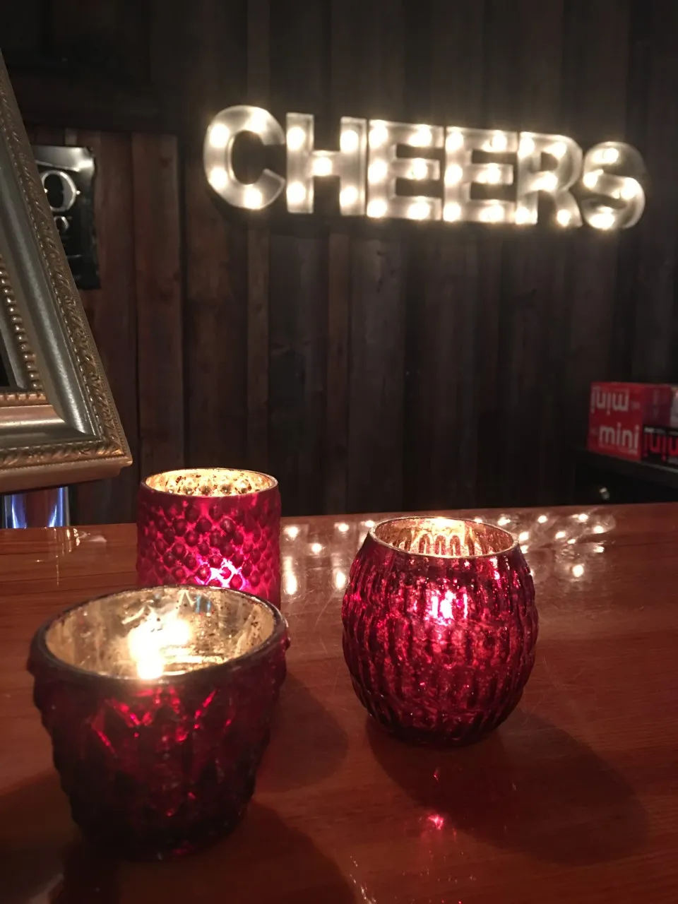 Pottery Barn Mercury Candle Holders - Burgundy/Red