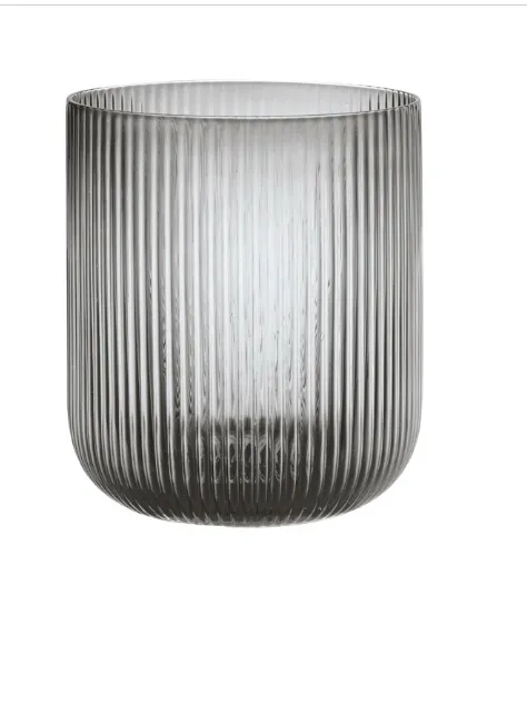 Black Ribbed Vase 