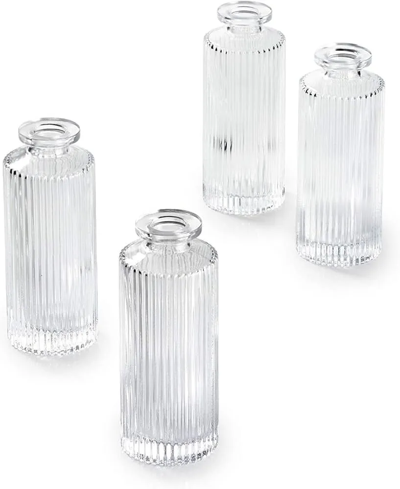 Clear Pleated Bud Vase 