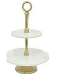 2 Tiered Gold Marble Tray