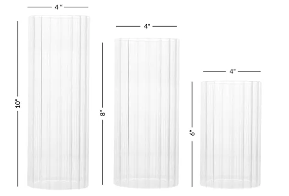 Ribbed Clear Vase Trio